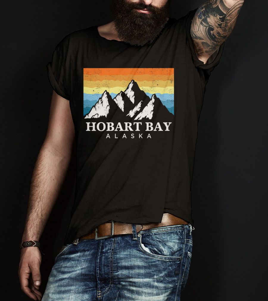 Hobart Bay Alaska Mountain Retro Vintage Landscape T-Shirt