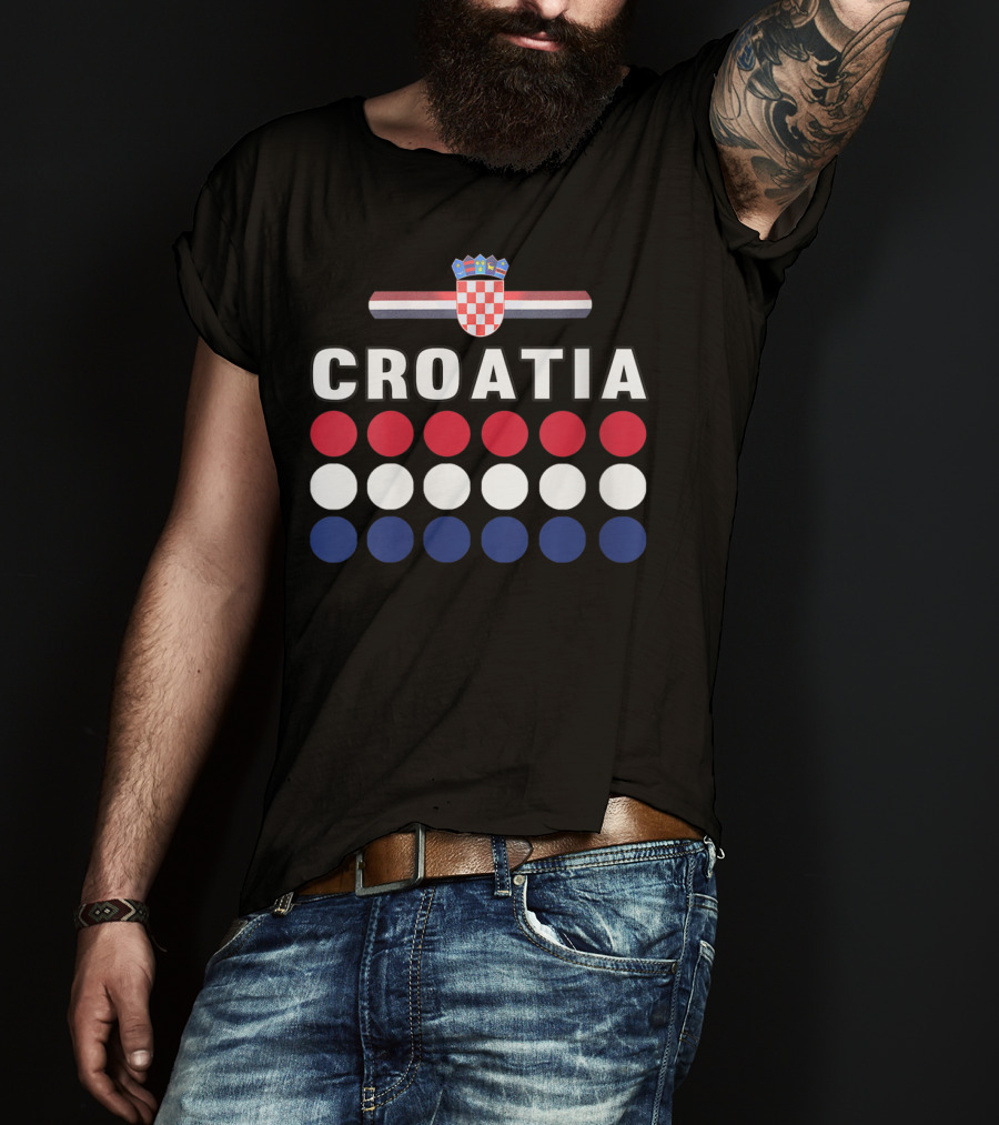 Croatia National Pride Croatian Flag Colors Checkerboard Crest T-Shirt