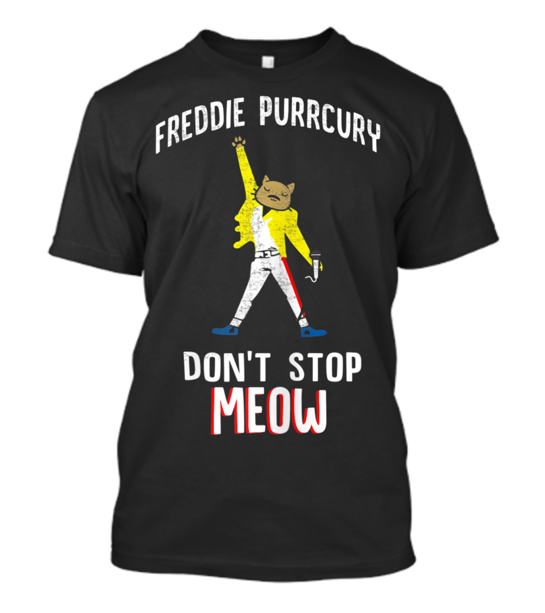 Freddie Purrcury Don't Stop Meow Cute Cat Music Band T-Shirt