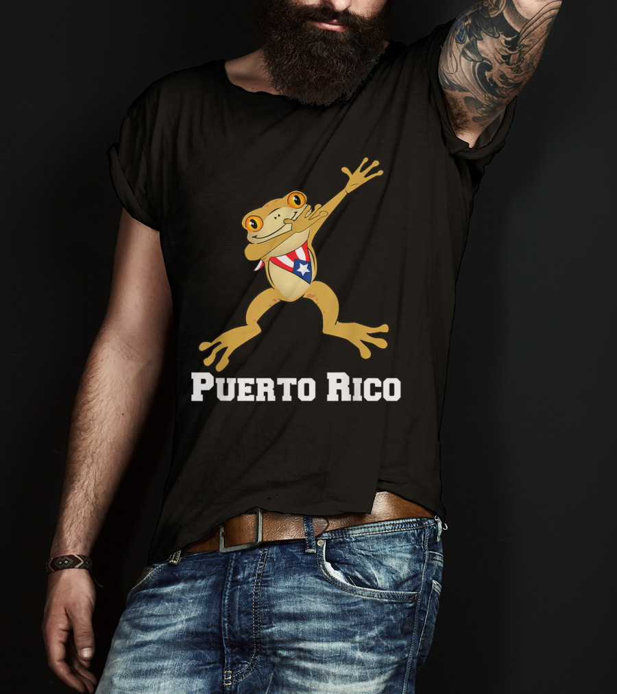 Dabbing Coqui Frog Puerto Rico Flag T-Shirt