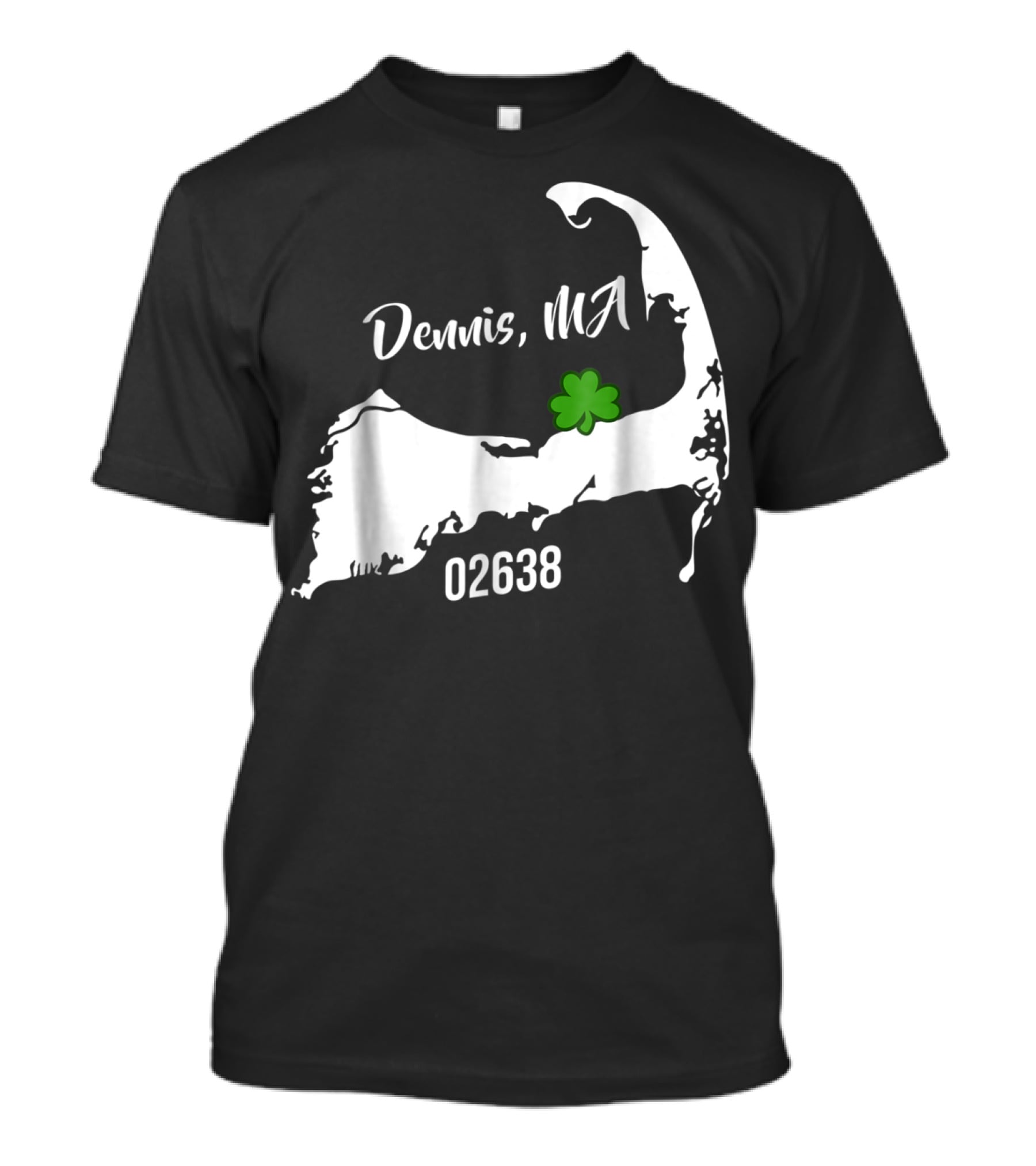 Dennis MA 02638 Cape Cod Shamrock Summer Map T-Shirt
