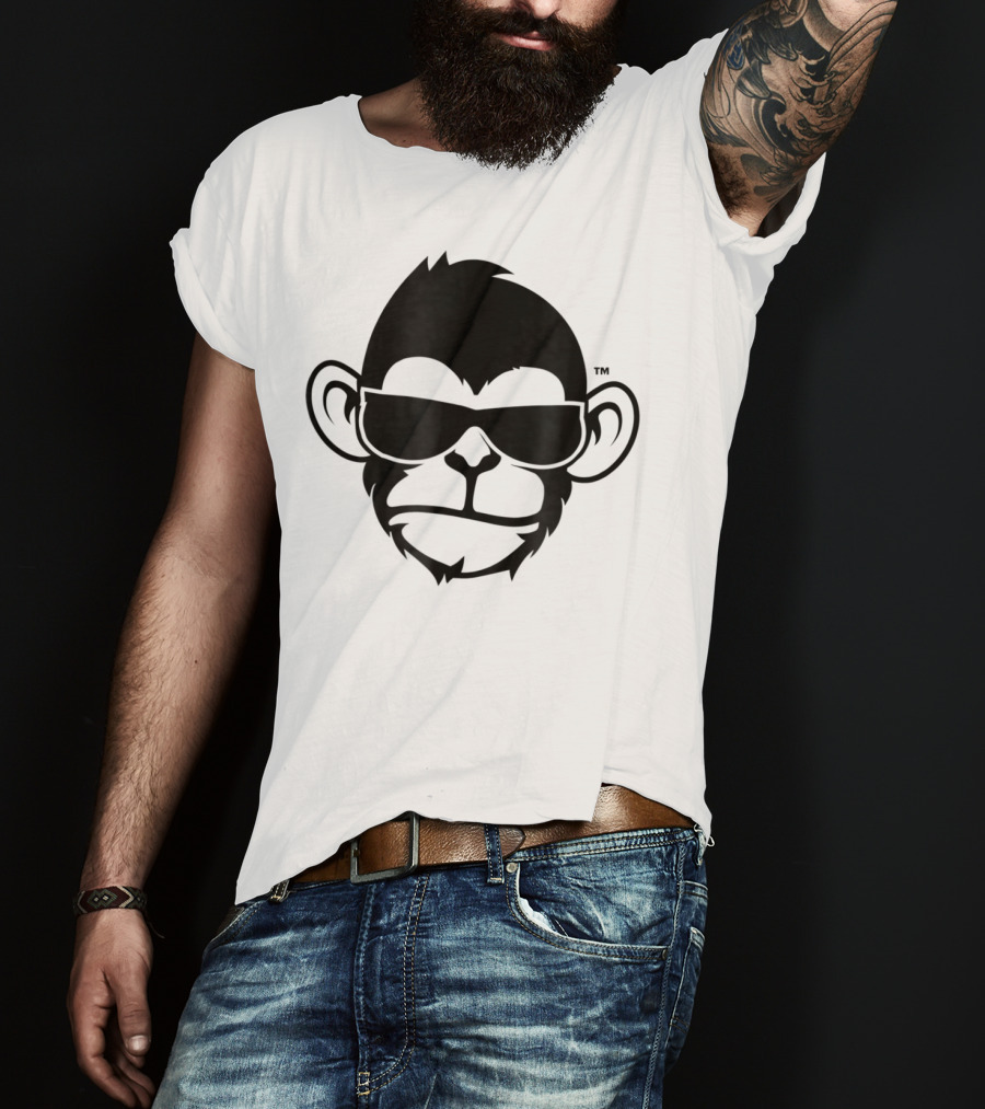 Fuzewear Monkey Face Sunglasses Cool Black T-Shirt