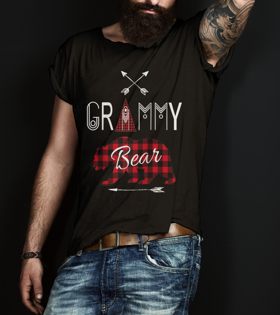 Grammy Bear Buffalo Plaid Family Vacation Rustic Arrow T-Shirt
