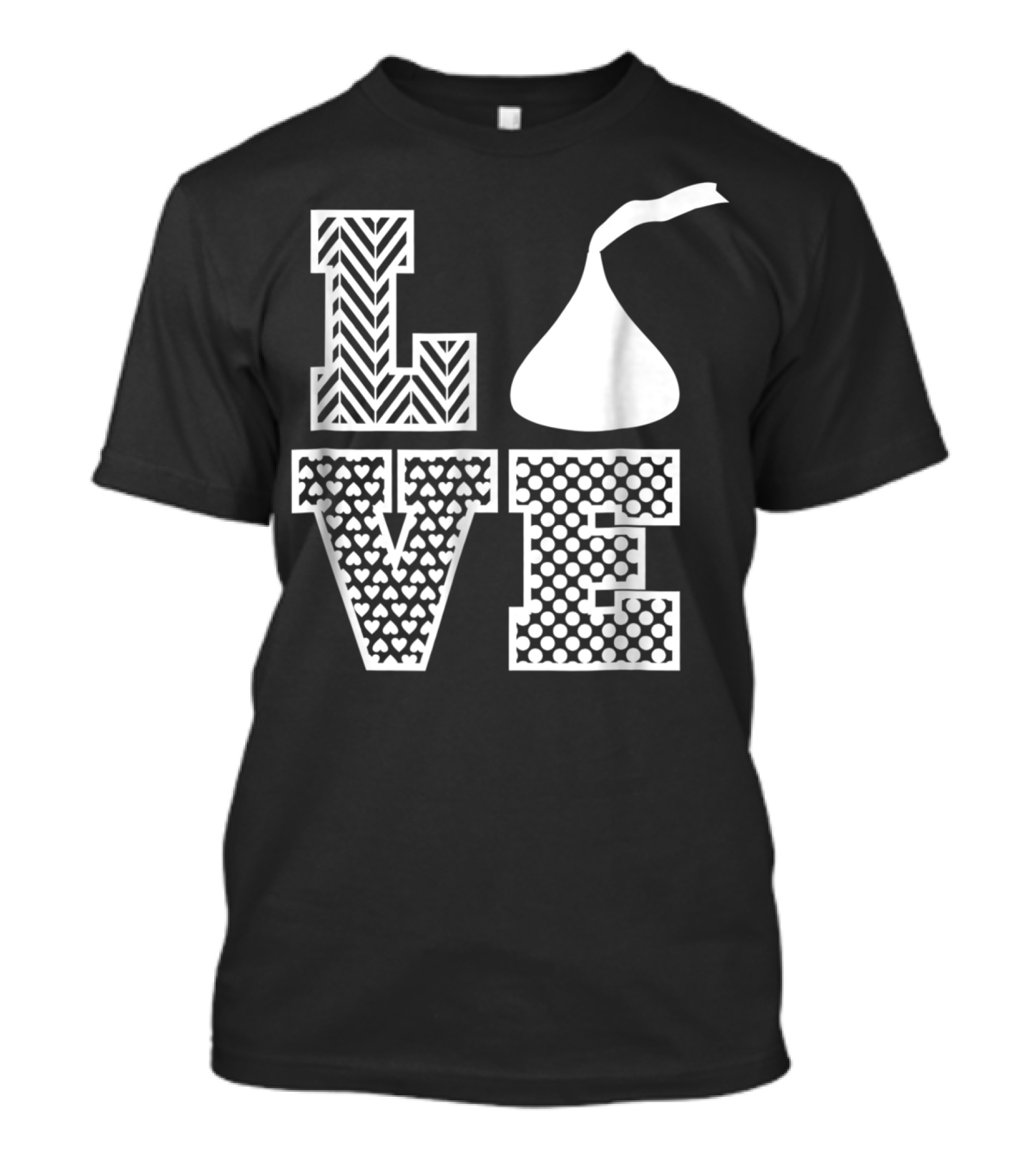 LOVE Hershey's Kisses Patterned Lettering Design Style 24476 T-Shirt