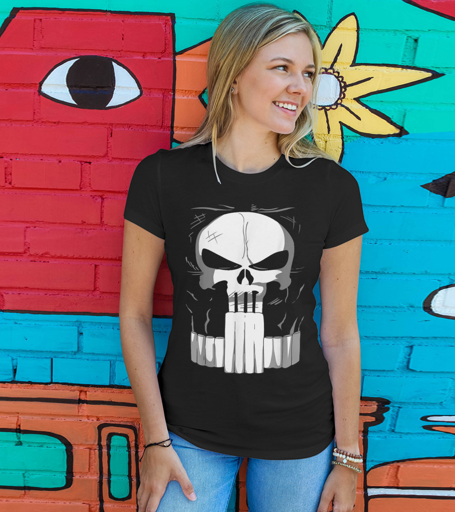 Marvel Punisher Skull With Bullet Teeth T-Shirt