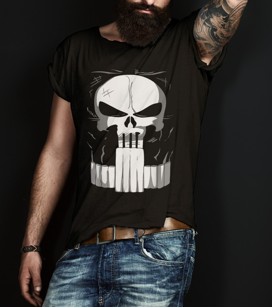 Marvel Punisher Skull With Bullet Teeth T-Shirt