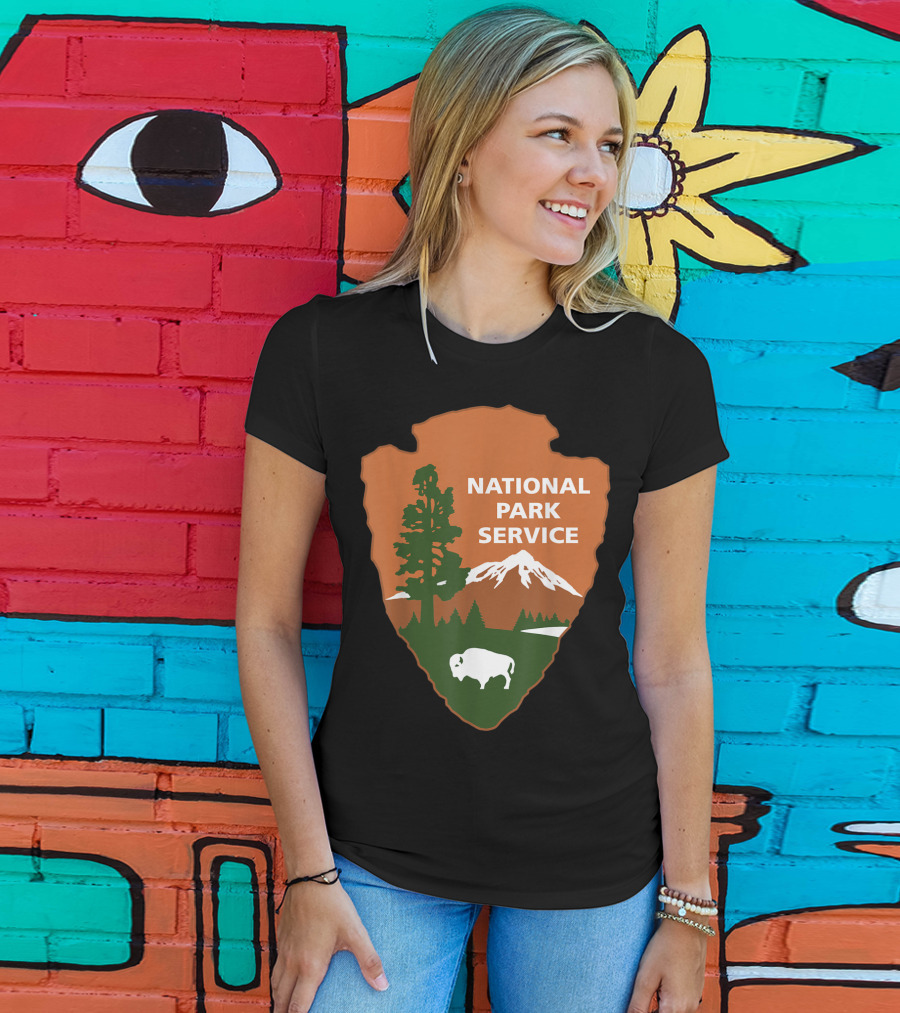 National Park Service Logo Badge With Mountain And Bison T-Shirt