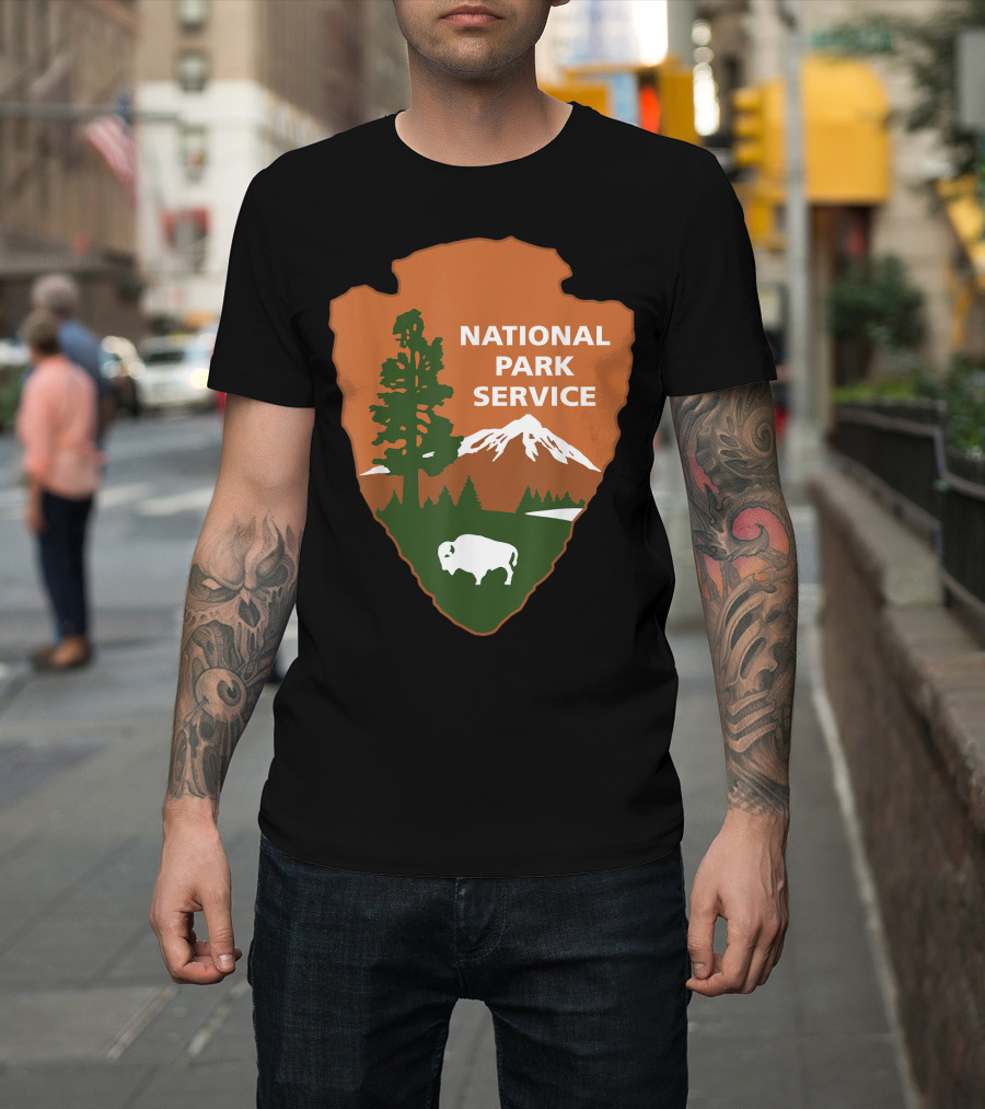 National Park Service Logo Badge With Mountain And Bison T-Shirt