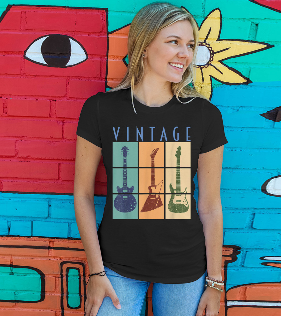 Vintage Retro Classic Guitar Cool Vintage Guitars T-Shirt