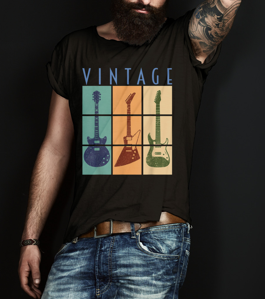 Vintage Retro Classic Guitar Cool Vintage Guitars T-Shirt