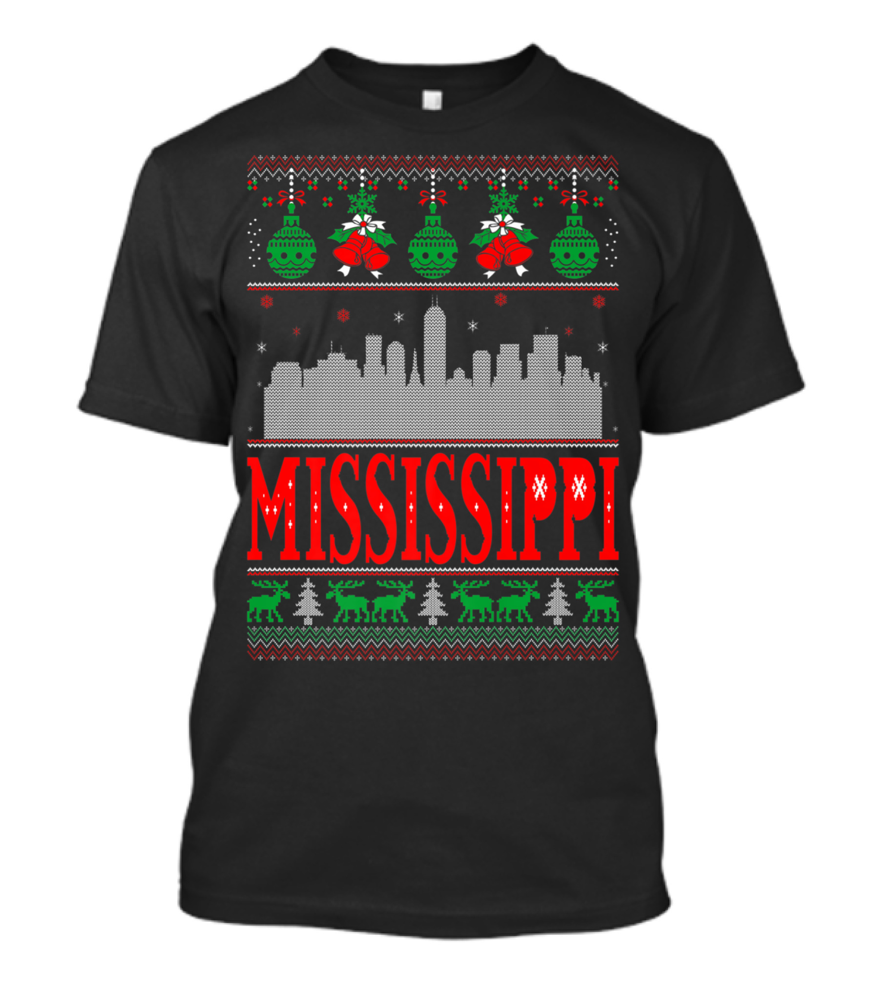 Mississippi Christmas Skyline Ugly T-Shirt