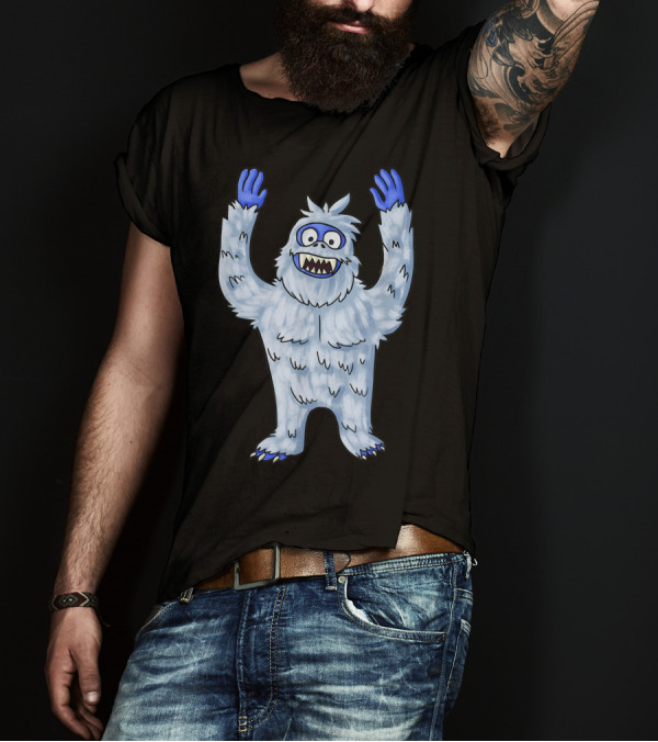 Vintage Christmas Abominable Snowman With Classic Blue And White Furry Monster T-Shirt
