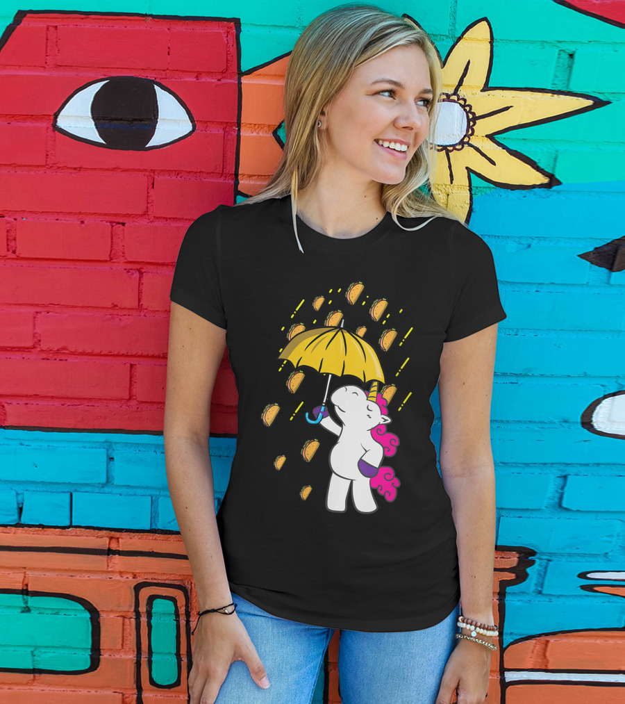 It's Raining Tacos Funny Unicorn Tacos Umbrella T-Shirt