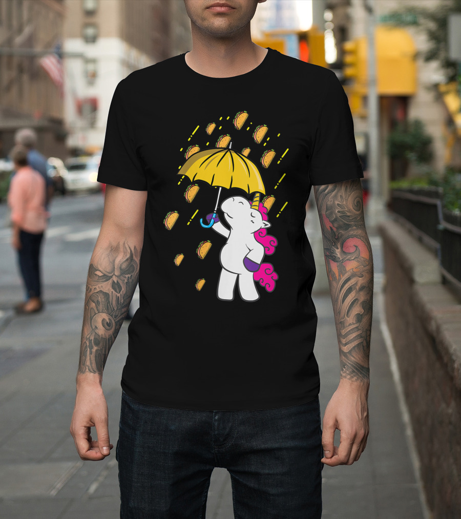 It's Raining Tacos Funny Unicorn Tacos Umbrella T-Shirt