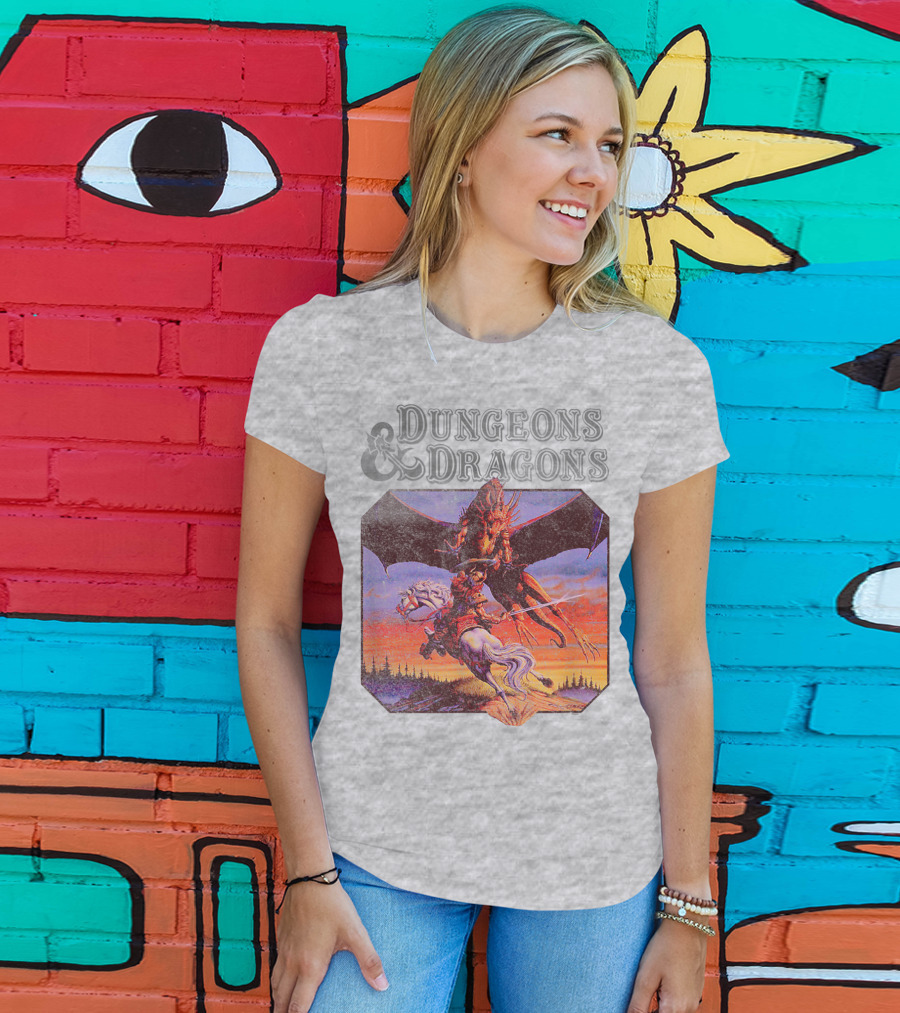 Dungeons And Dragons Classic Expert Rules Knight With Dragon T-Shirt