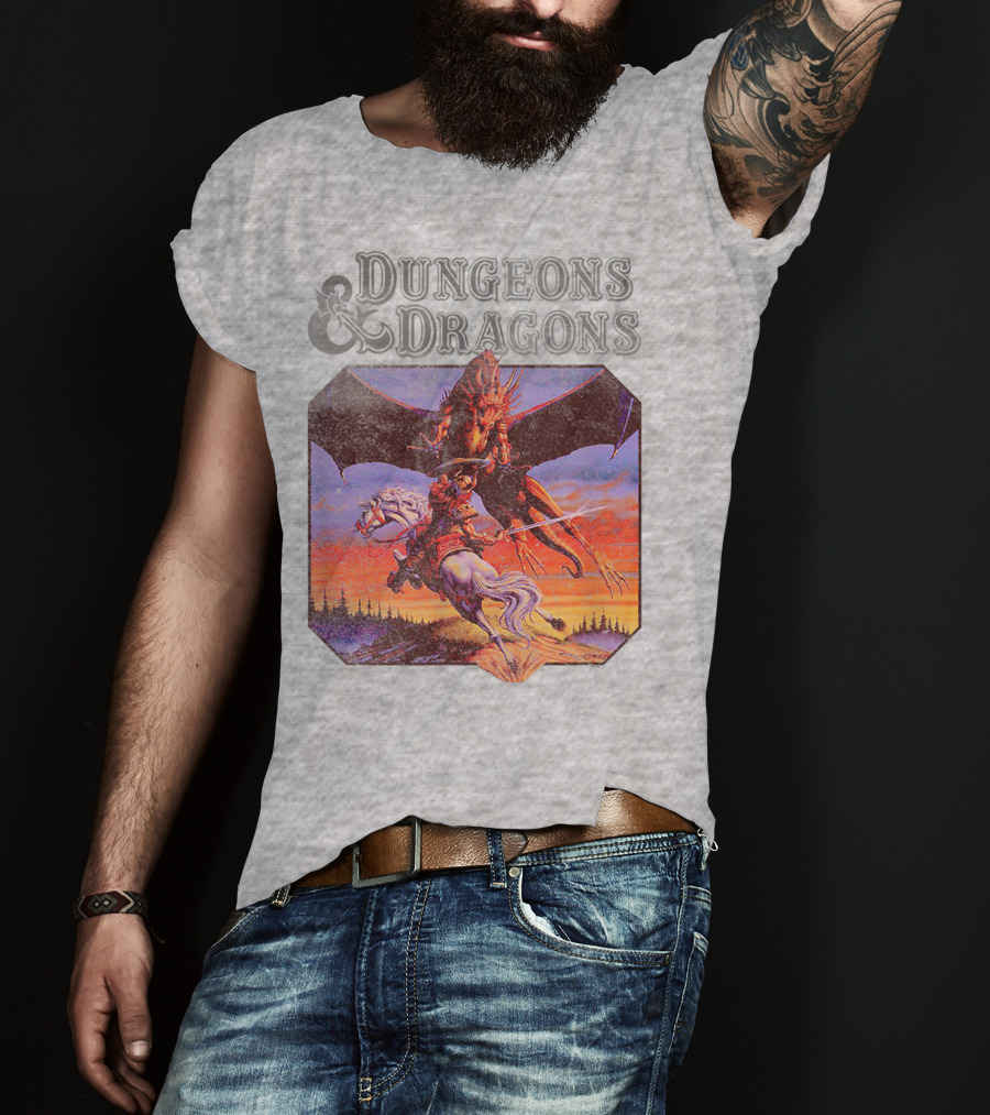 Dungeons And Dragons Classic Expert Rules Knight With Dragon T-Shirt