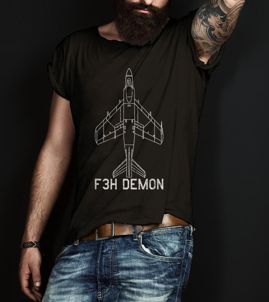 F3H Demon Jet Fighter Plane Classic USA Navy Aviation T-Shirt