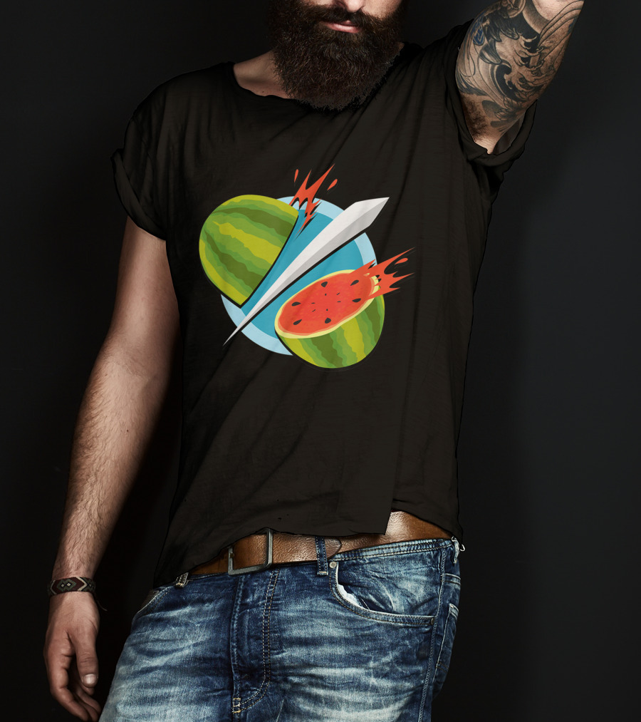 Fruit Ninja Watermelon Slice With Sword T-Shirt
