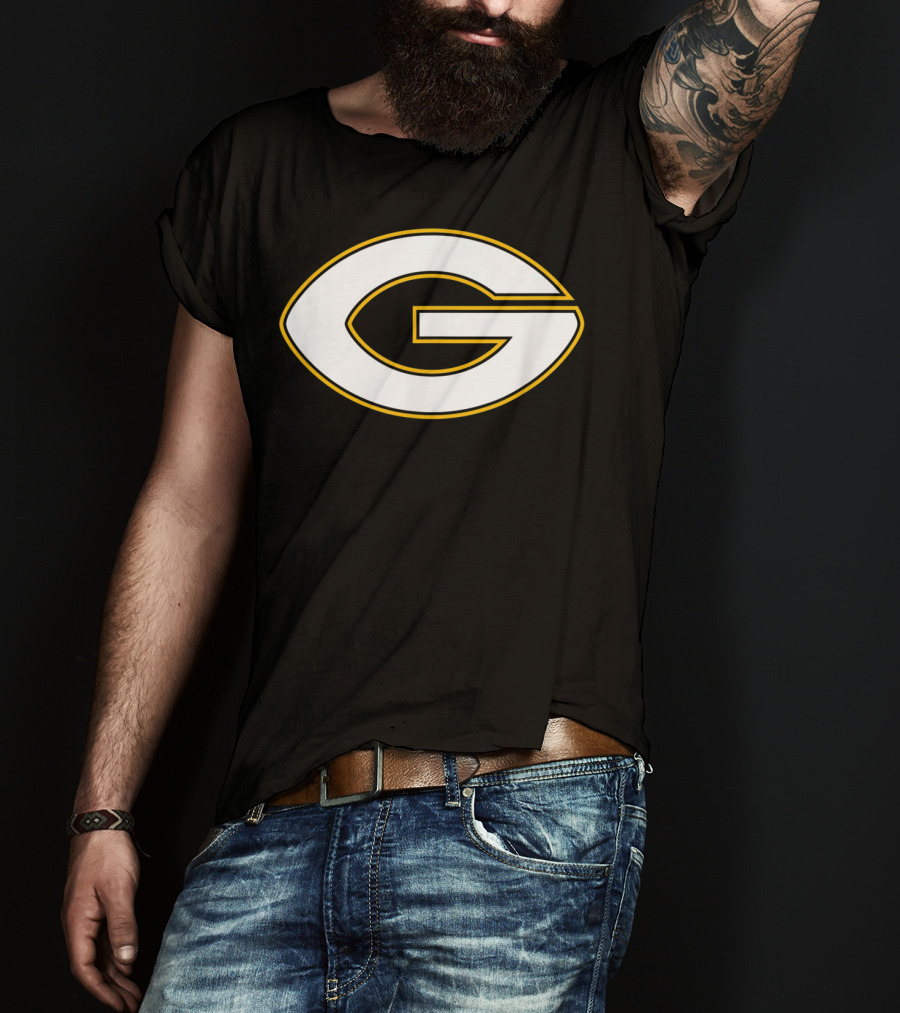 Green Bay Packers Football Shape Letter G T-Shirt
