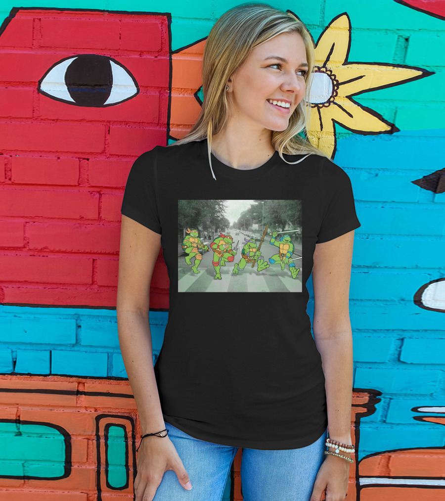 Nage Mutant Ninja Turtles Abbey Road Style Street Scene T-Shirt