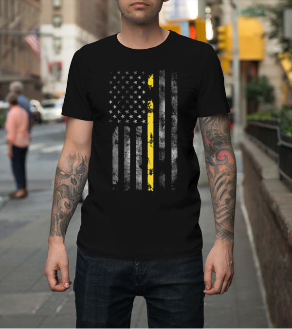 Shirt: Dispatcher The Thin Gold Line American Flag T-Shirt Dispatcher The Thin Gold Line American Flag T-Shirt