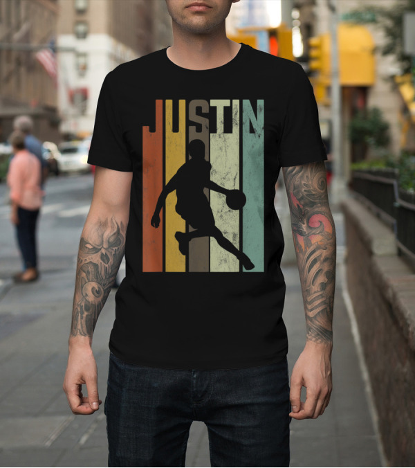 Shirt: Justin Retro Basketball T-Shirt Justin Retro Basketball T-Shirt
