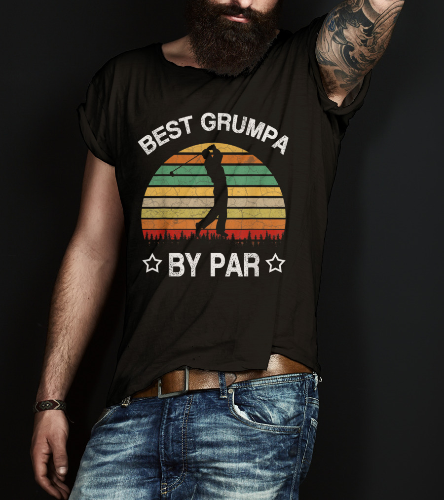 Best Grumpa By Par Golf Vintage Sunset T-Shirt