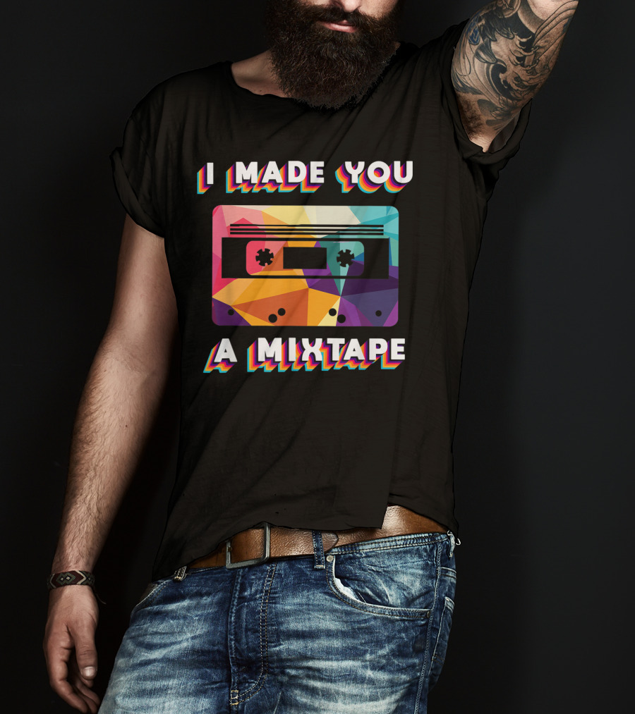I Made You A Mixtape Colorful Cassette Vintage T-Shirt