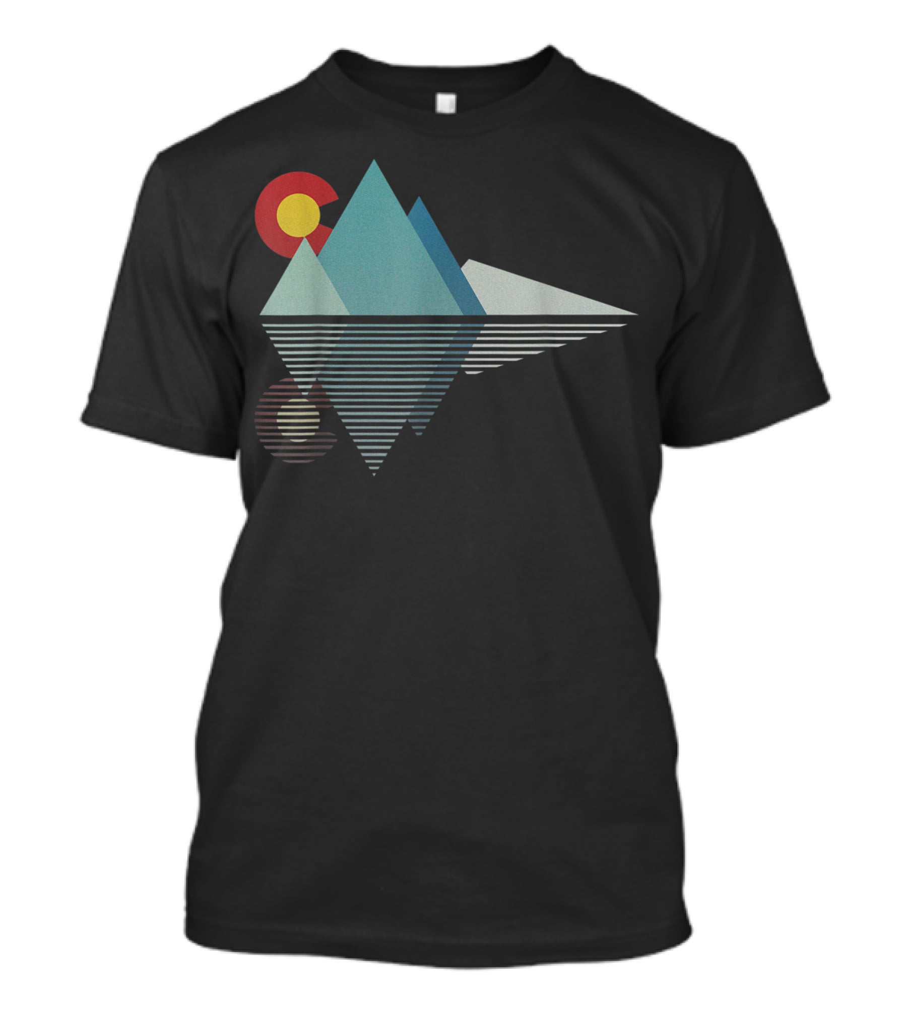 Colorado Flag Geometric Mountain Reflection T-Shirt