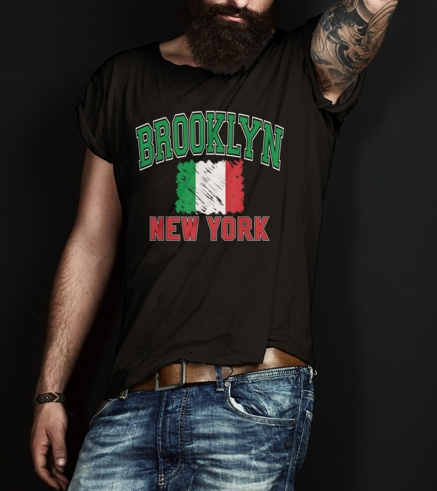Brooklyn New York Italian Flag Varsity T-Shirt
