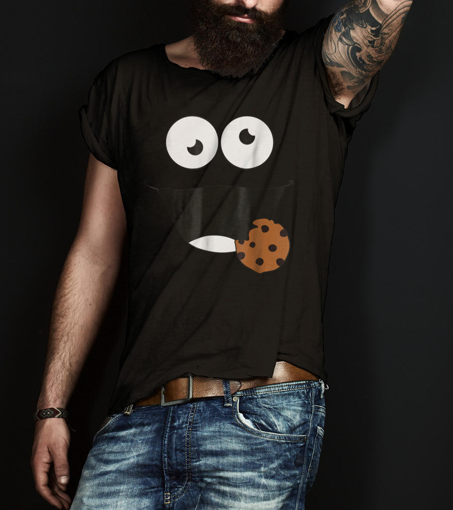 Cute Monster Cookie Funny Face Eating Cookie T-Shirt