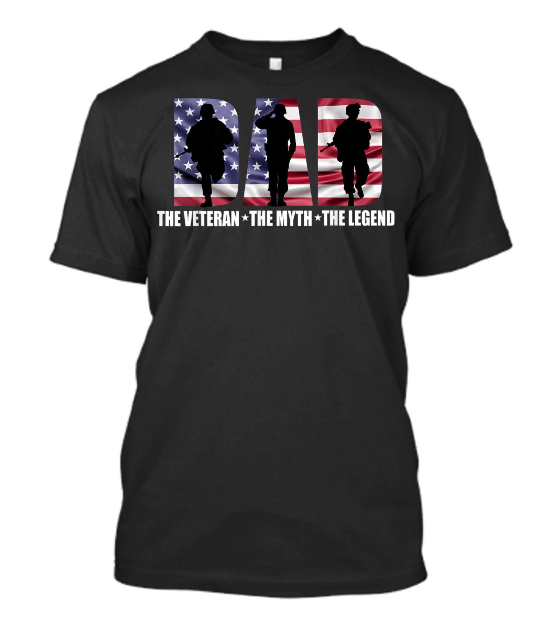 Dad The Veteran The Myth The Legend Patriotic American Flag T-Shirt
