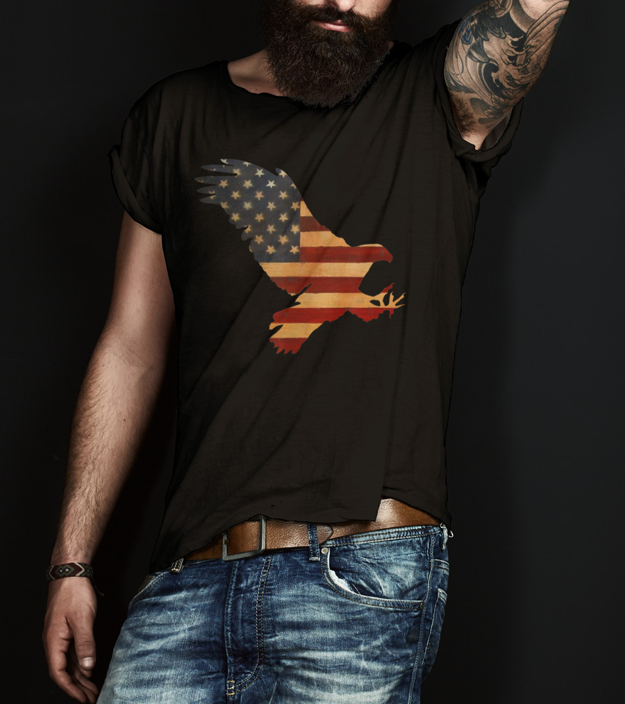 American Flag Eagle Silhouette Cool T-Shirt