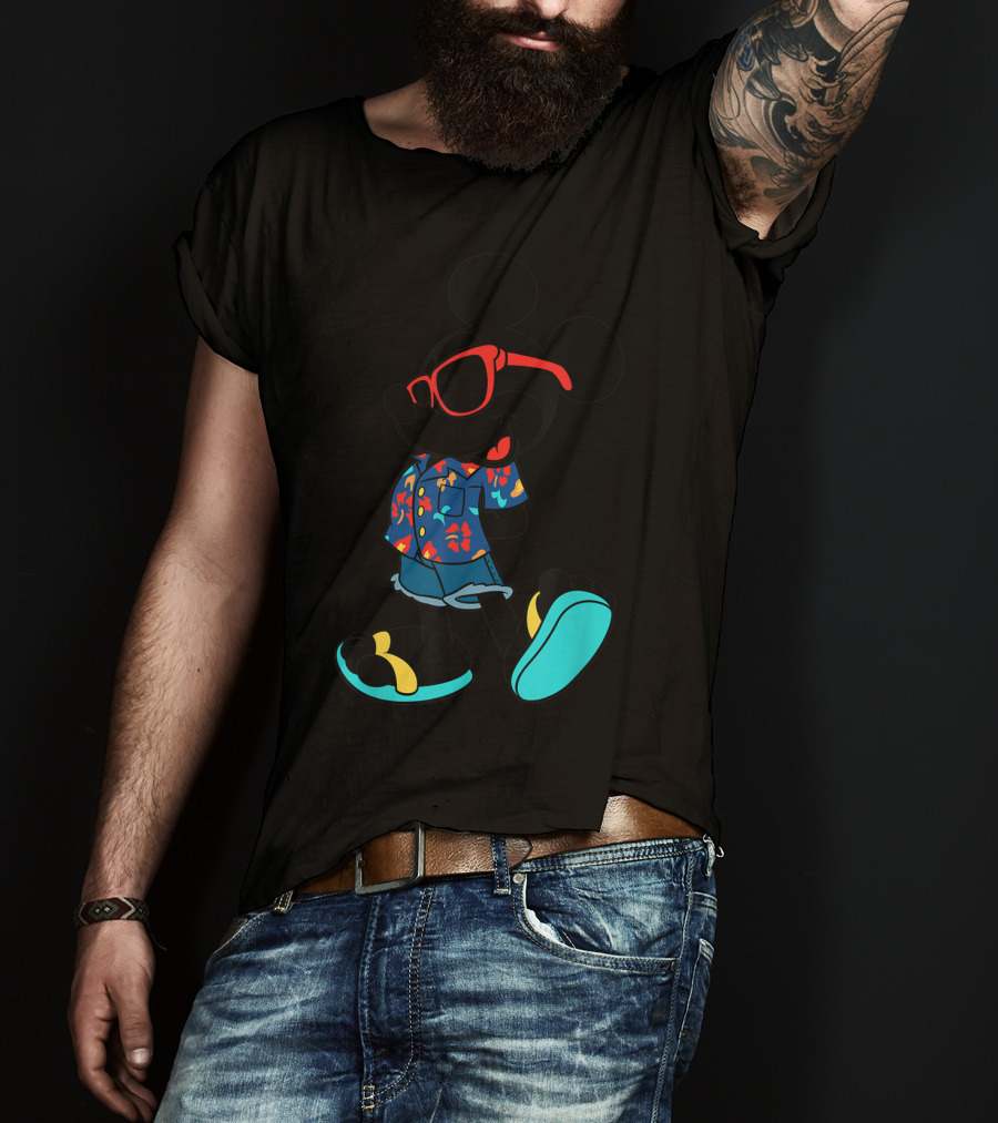 Disney Mickey Mouse Hawaiian Shirt With Sunglasses Summer T-Shirt