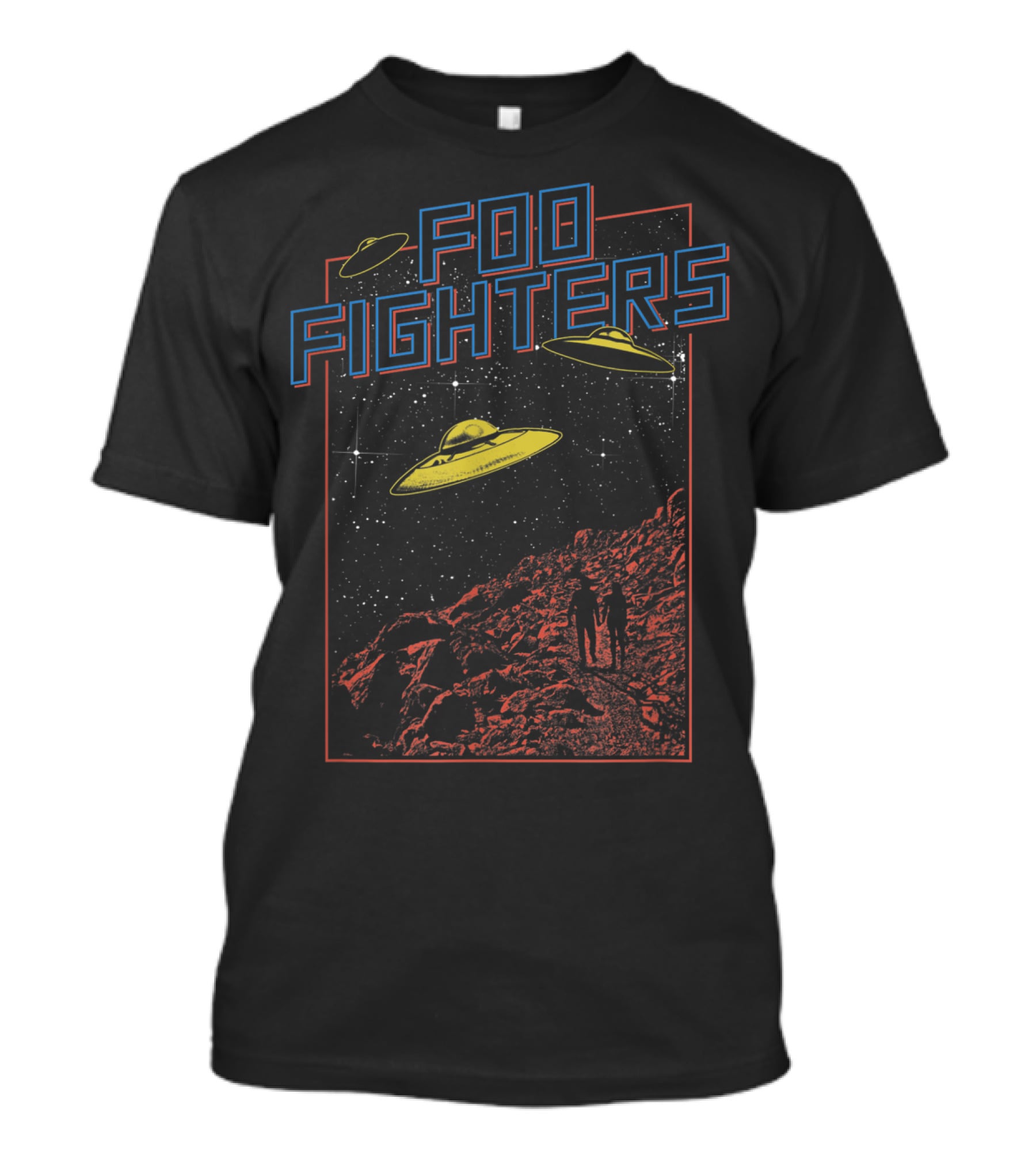 Foo Fighters UFO And Space Scene With Astronauts And Starry Sky T-Shirt