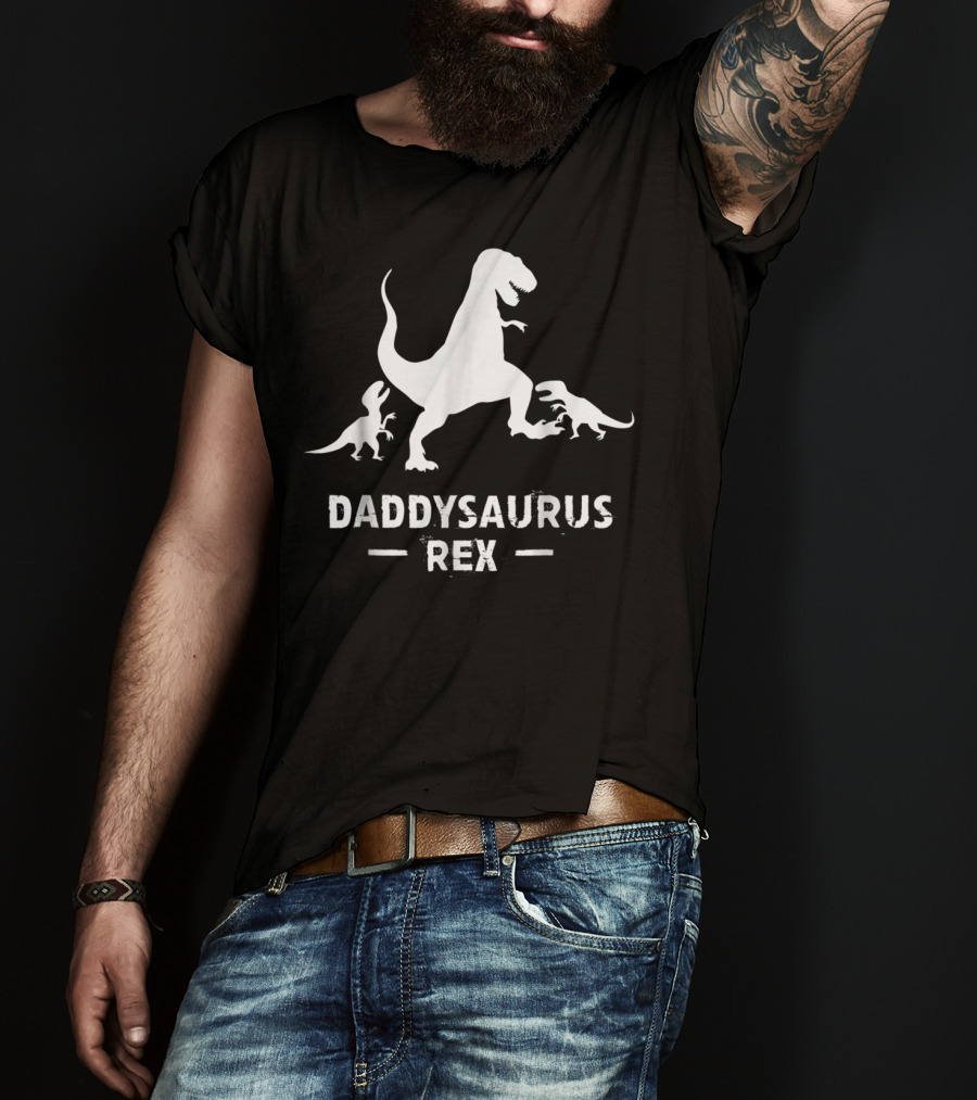 Father's Day Daddysaurus Rex With Dinosaur Family T-Shirt