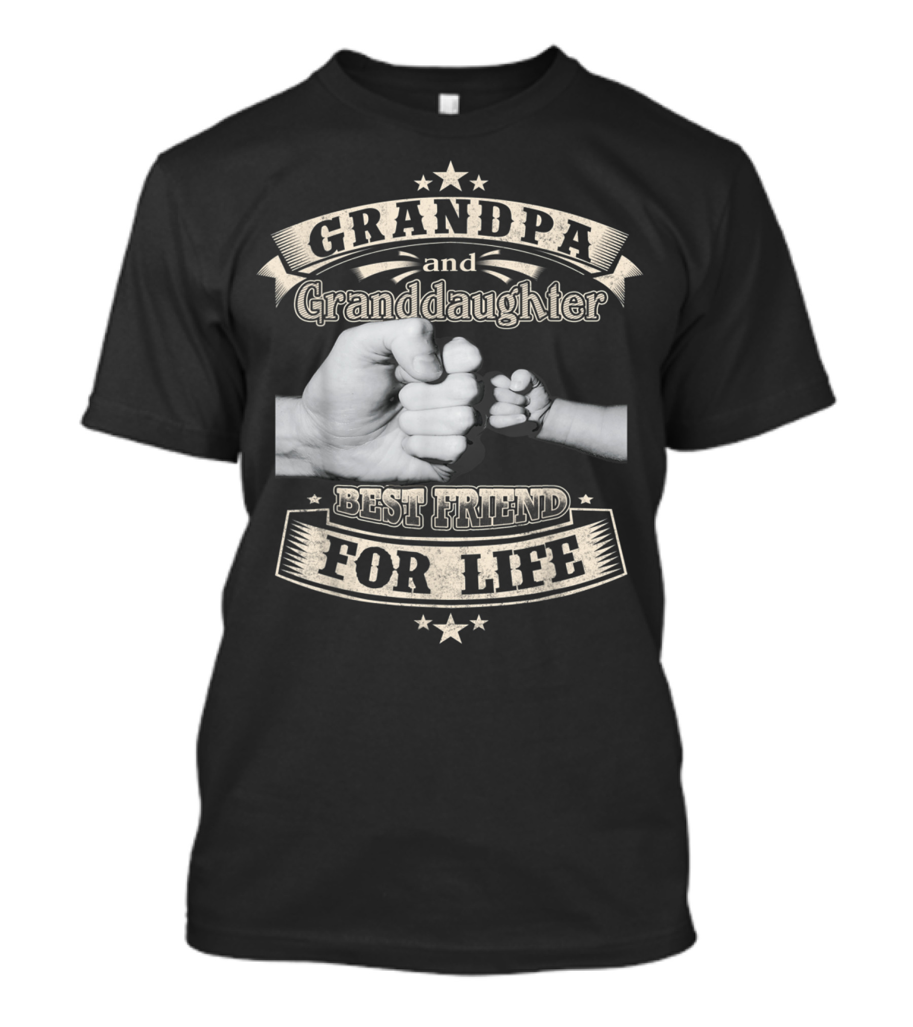 Grandpa And Granddaughter Fist Bump Best Friend For Life With Stars T-Shirt