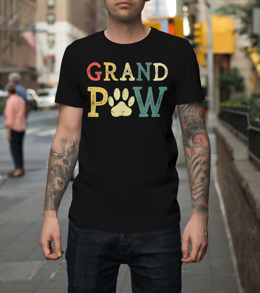 Grandpaw Dog Lover Paw Print Grandpa T-Shirt