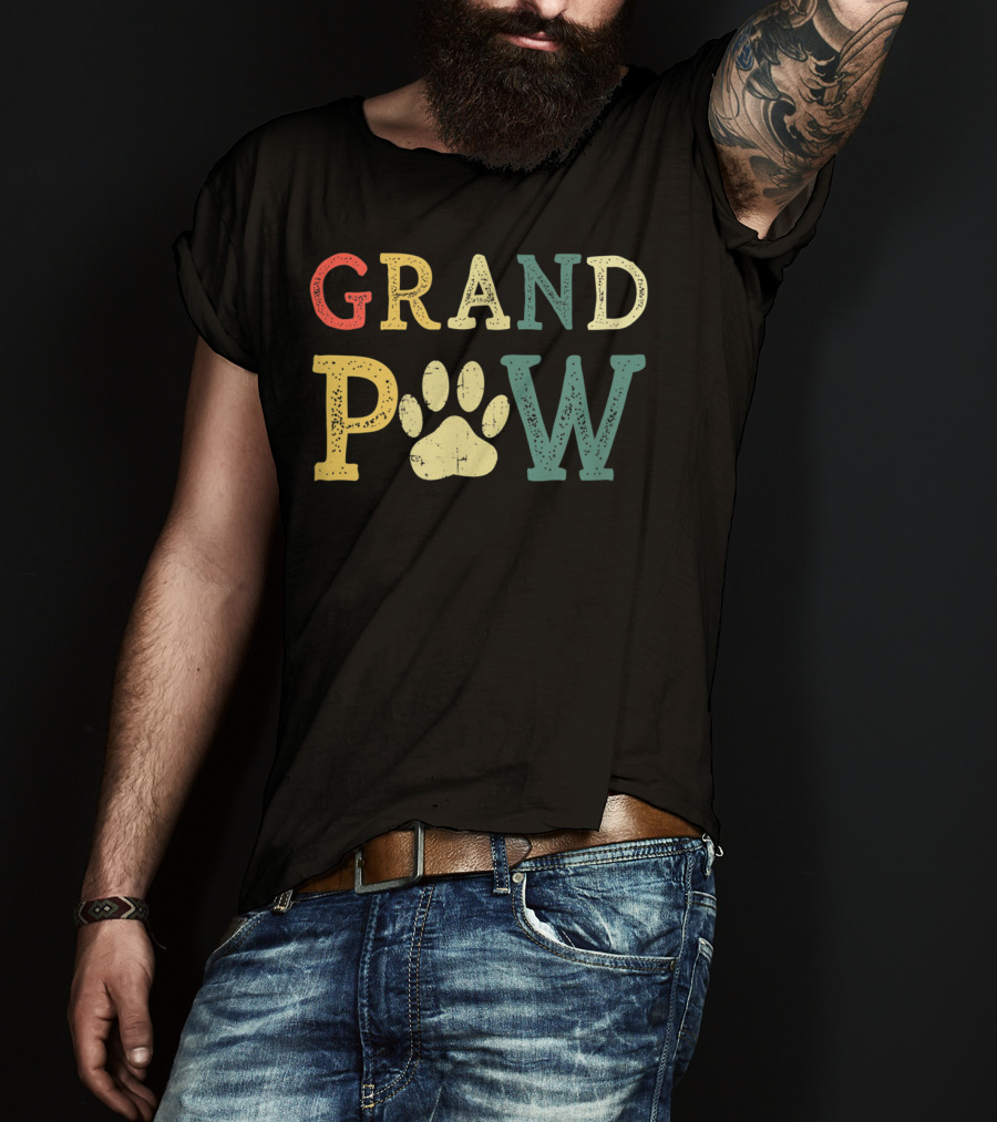 Grandpaw Dog Lover Paw Print Grandpa T-Shirt