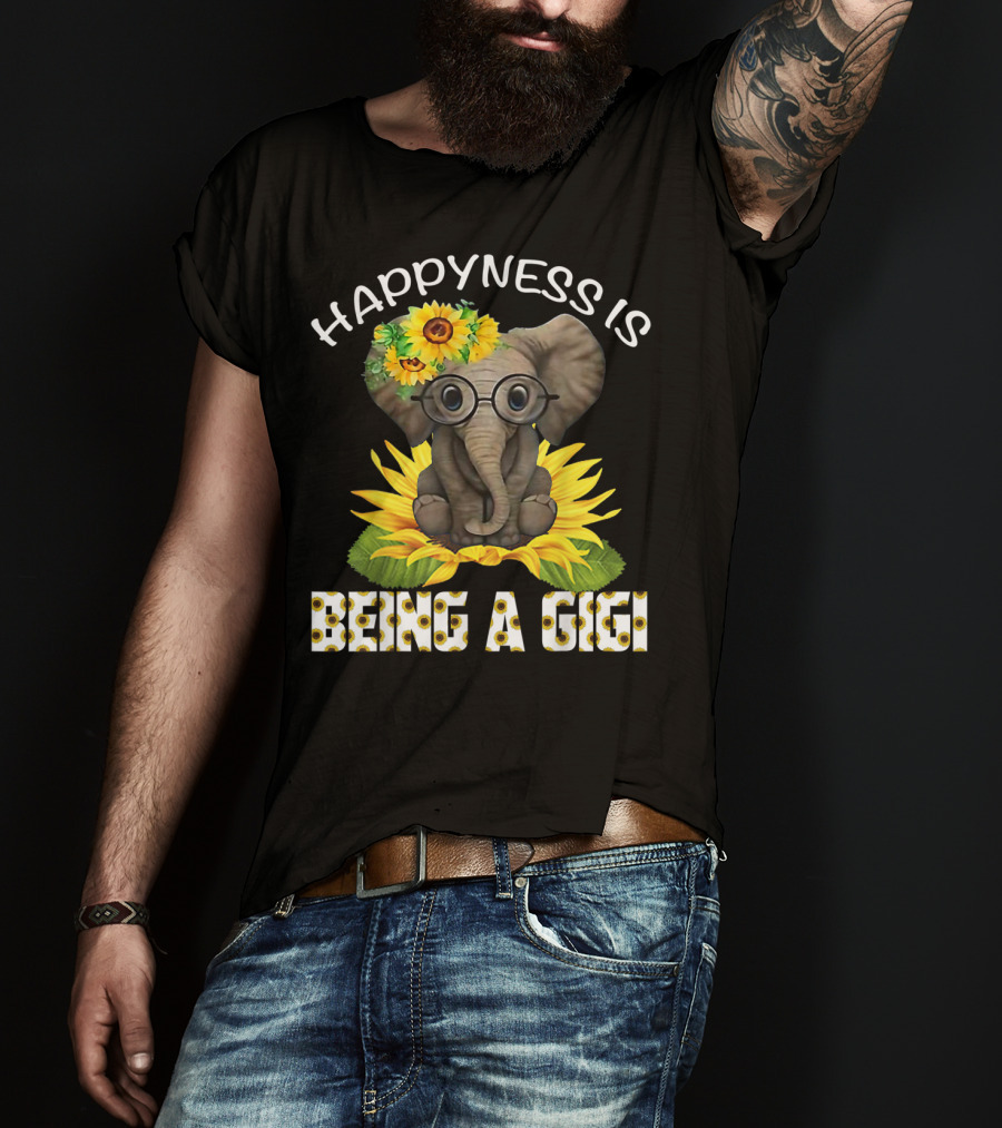 Happiness Is Being A Gigi Elephant With Sunflower Accessories T-Shirt