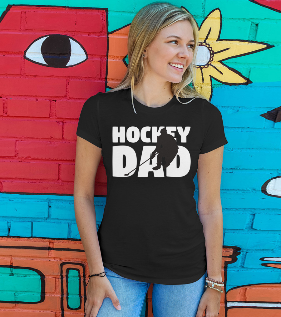 Hockey Dad Father Silhouette Hockey T-Shirt