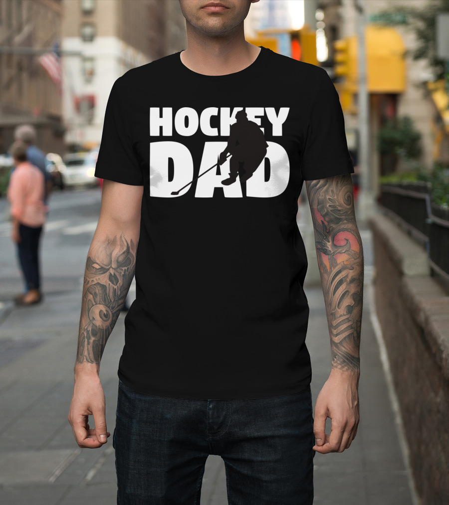 Hockey Dad Father Silhouette Hockey T-Shirt