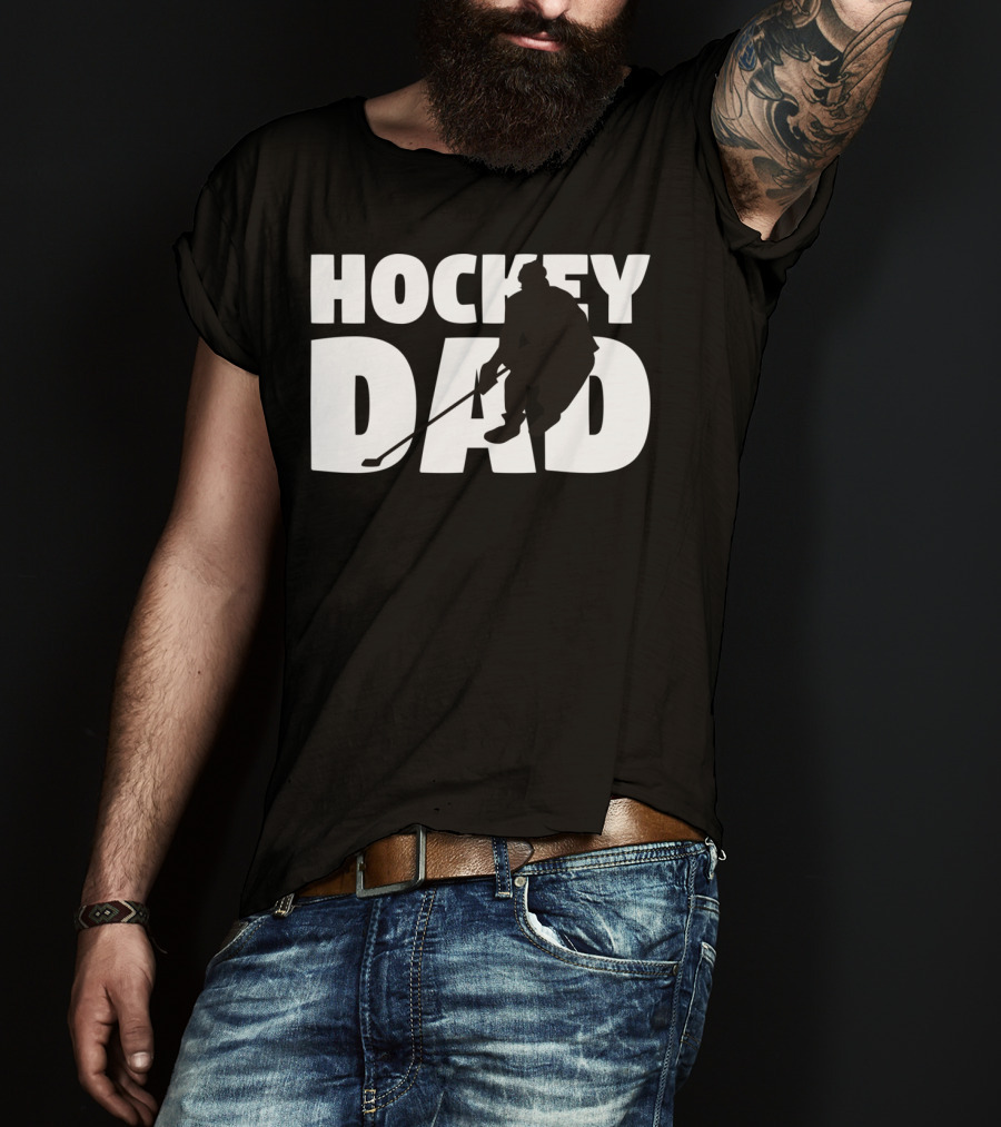 Hockey Dad Father Silhouette Hockey T-Shirt