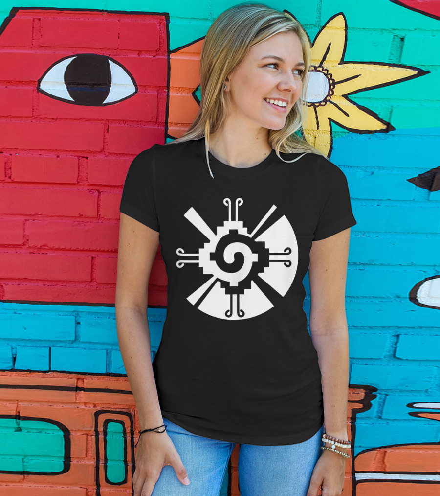 Hunab Ku Mayan Aztec Sacred Symbol Black And White Geometric T-Shirt