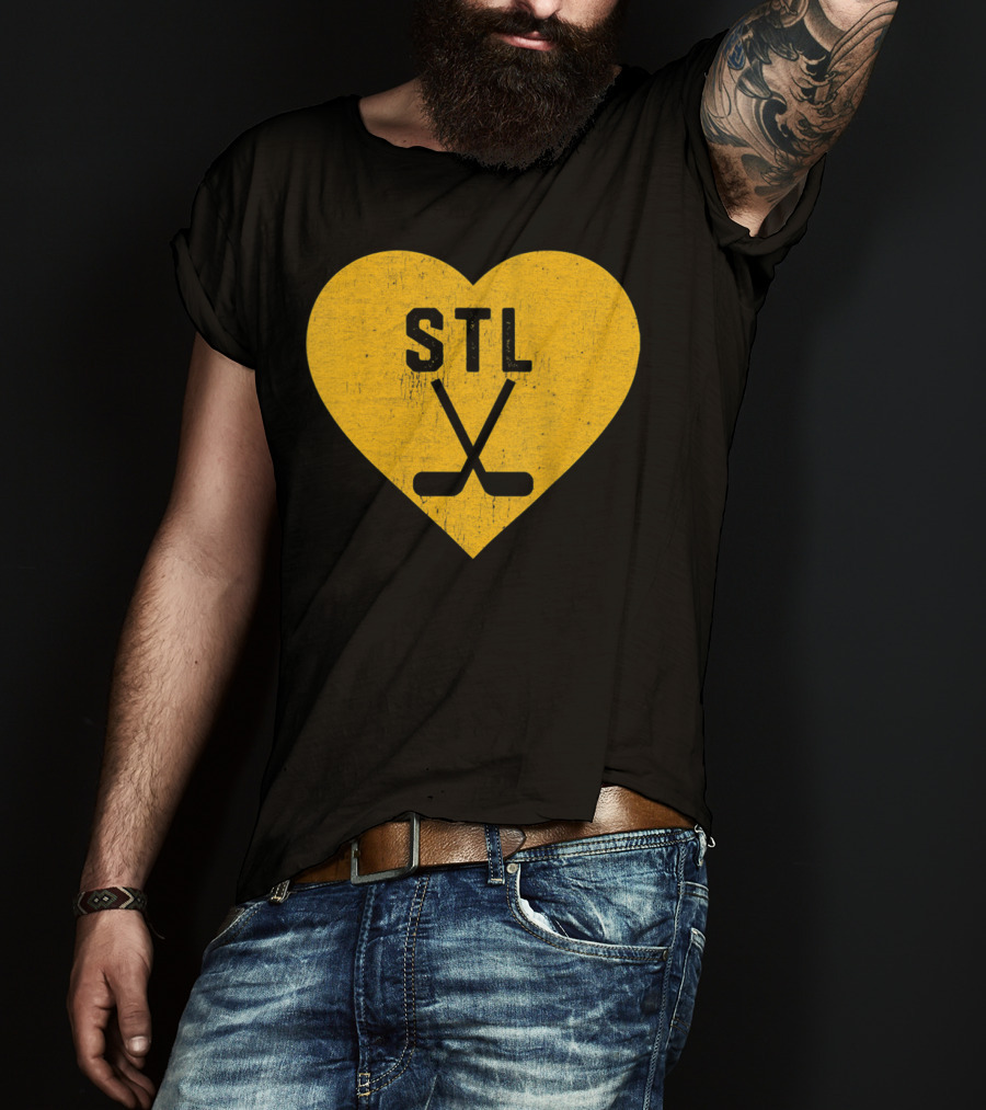 STL Heart With Hockey Sticks St Louis Hockey T-Shirt