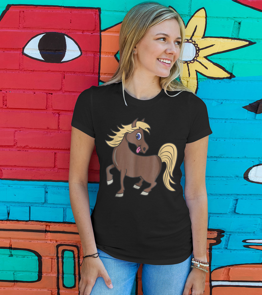 Cute Funny Brown Pony With Blonde Mane T-Shirt