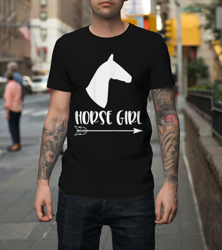 White Horse Girl Silhouette With Arrow I Love My Horses NY T-Shirt