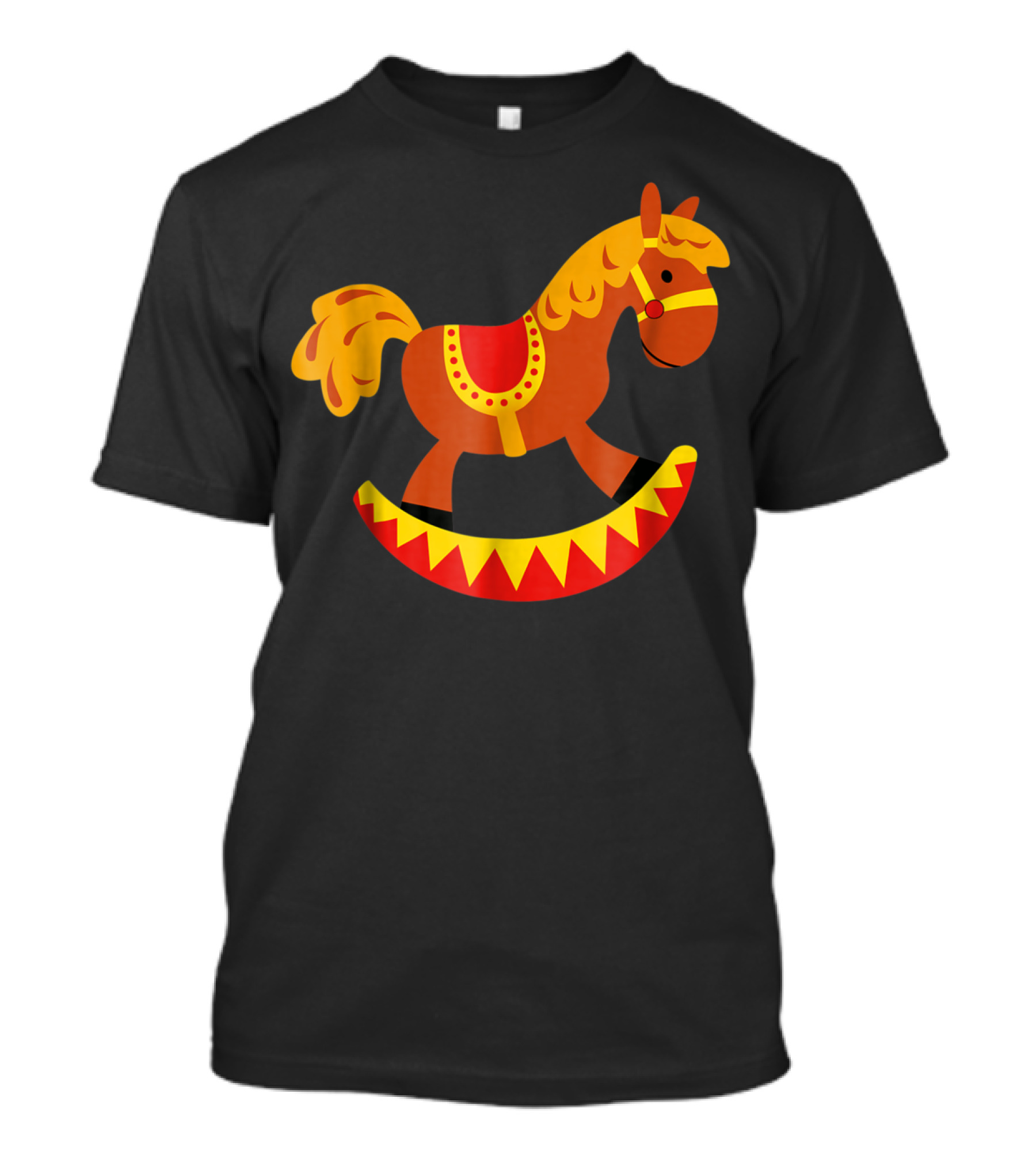 Cute Rocking Horse With Saddle Playful Red And Yellow Toy Pferd T-Shirt