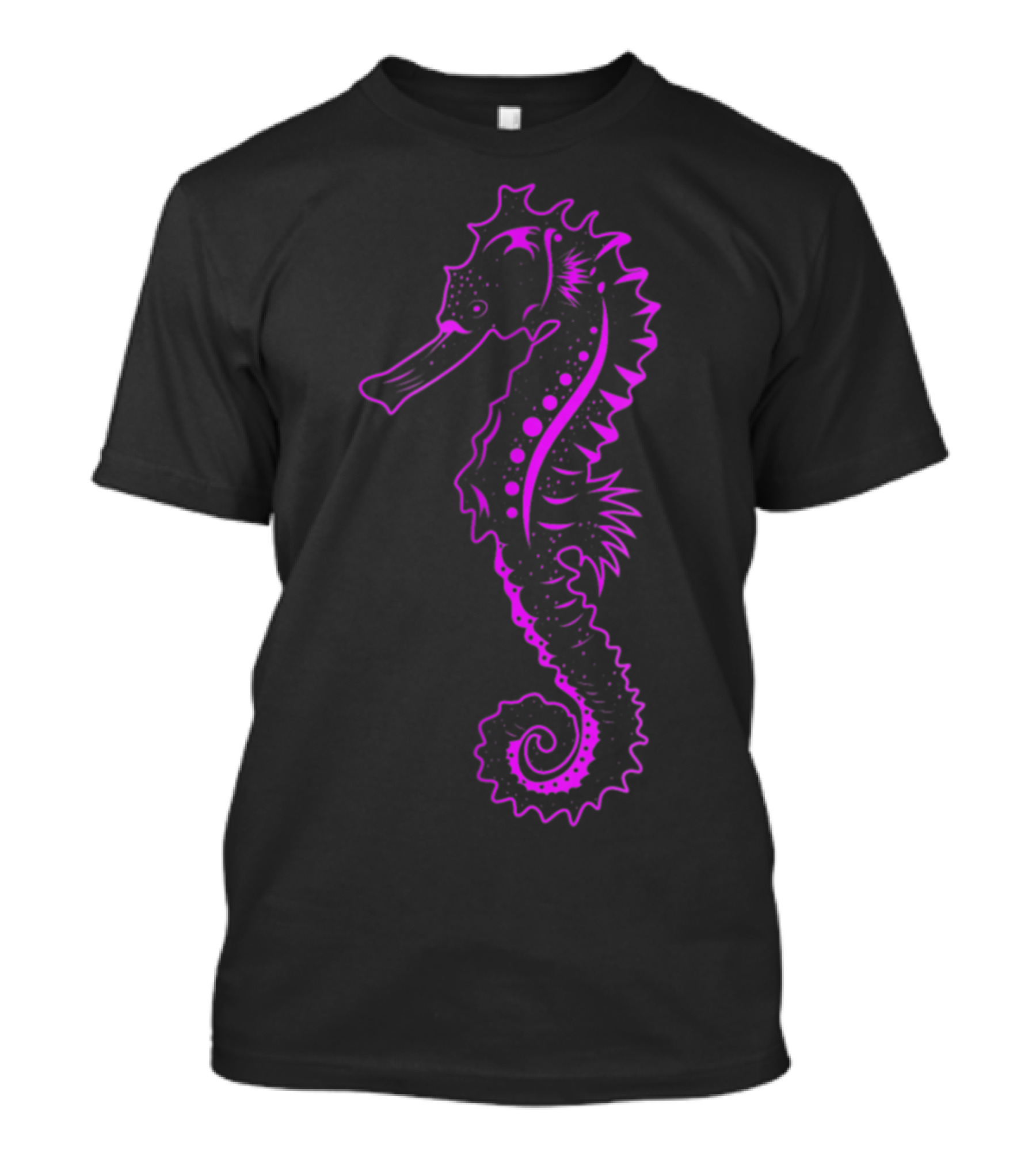 Cute Seahorse Sea Horse Neon Purple Black Sea Creature T-Shirt