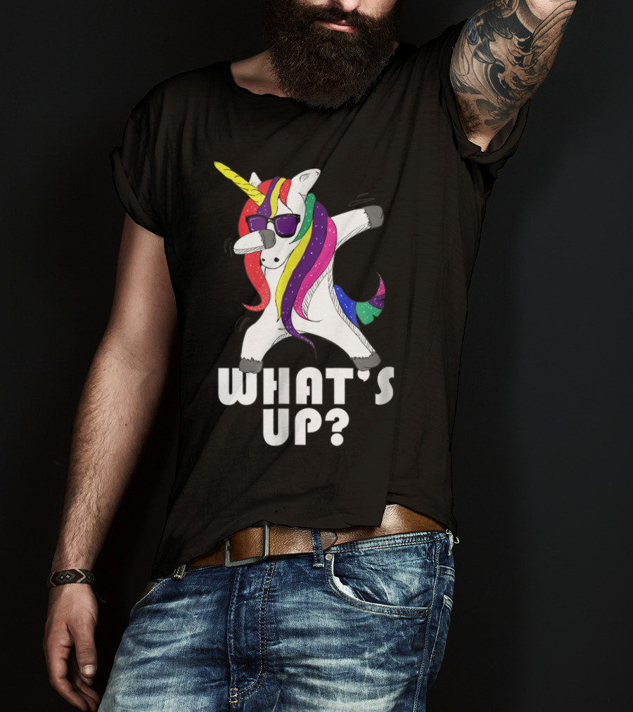 Dabbing Unicorn Rainbow Horse What's Up? T-Shirt